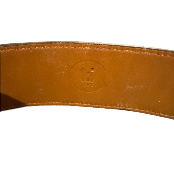 Hi Lai Distressed Brown Leather Belt with Textured Buckle